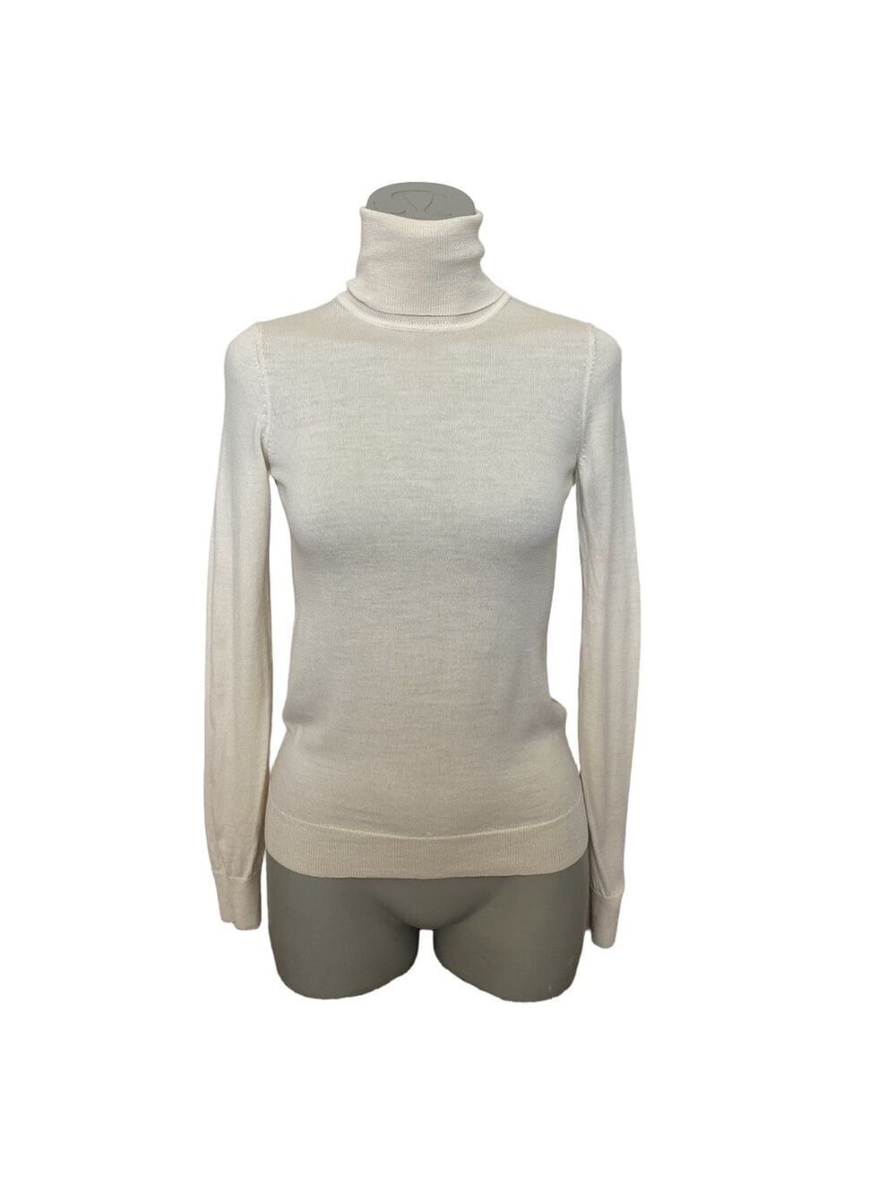 Uniqlo 100% Extra Fine Wool Turtleneck Sweater Ivory Sz XS